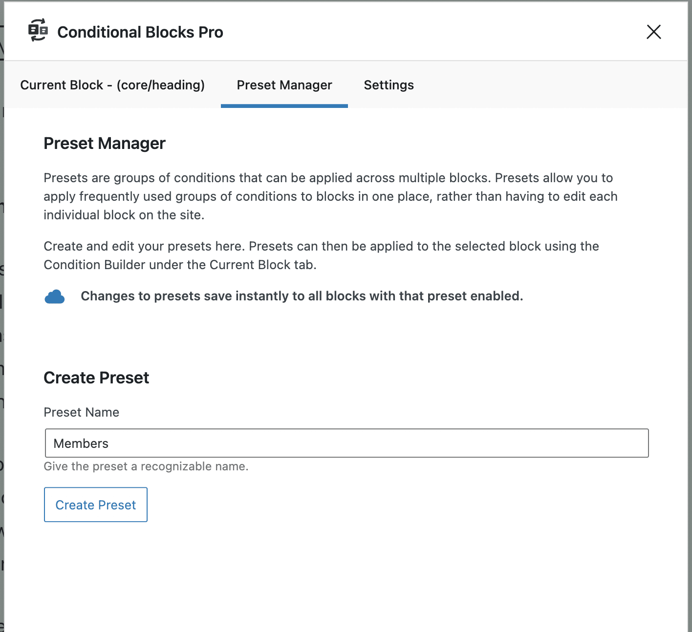 ConditionalBlocksPro Presets