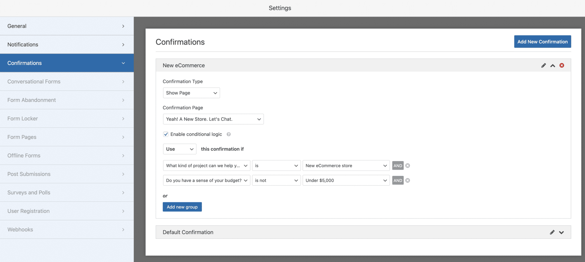Confirmation WPForms