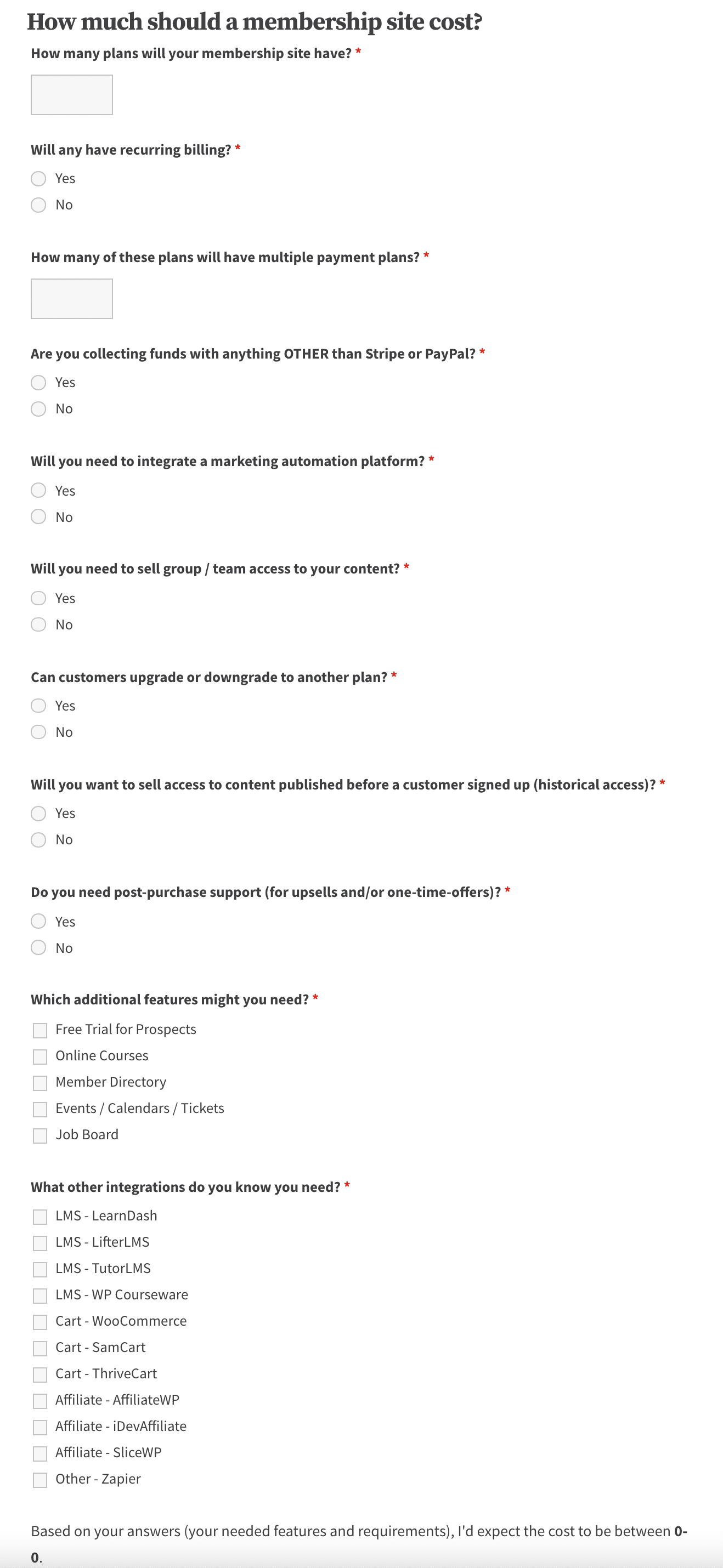 MembershipSiteCostCalculator