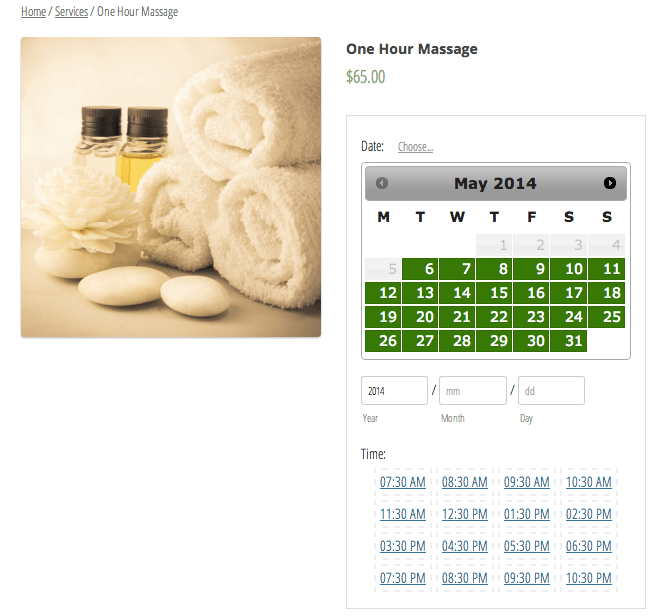 Self service bookings woocommerce