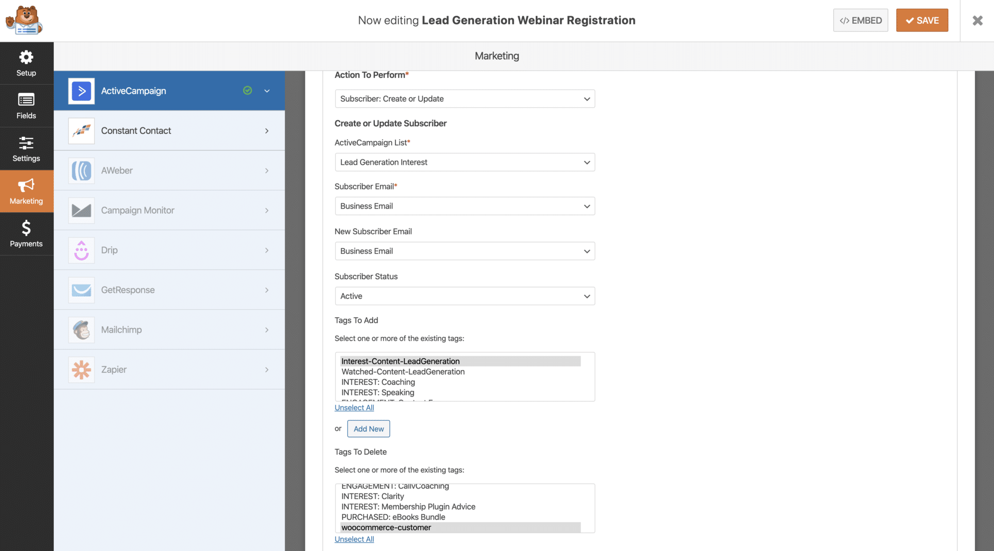 WPFormsIntegratedWithActiveCampaign