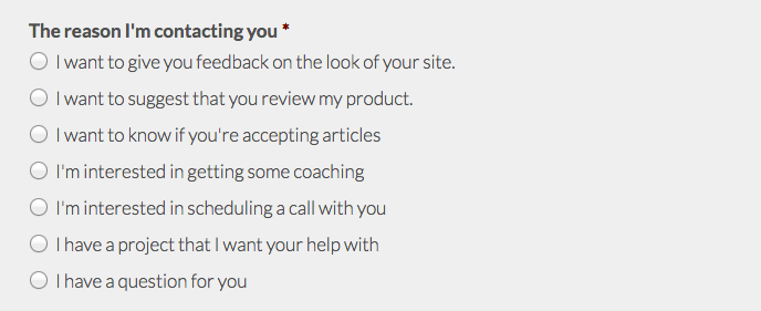 contact form questions