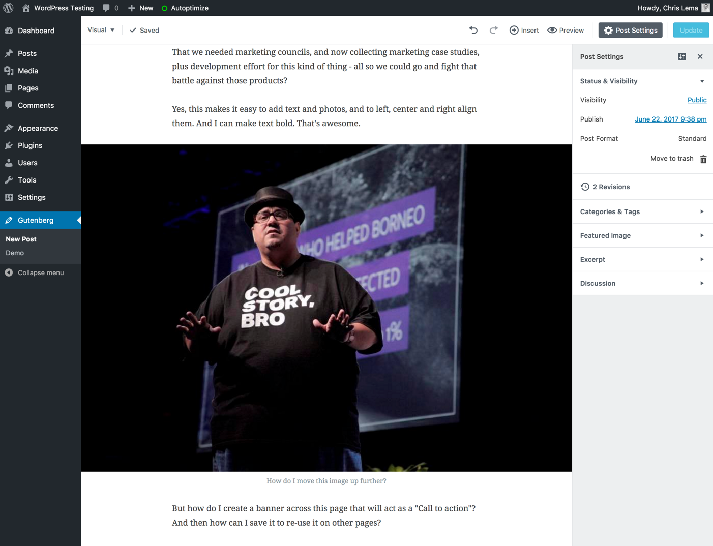 content creation gutenberg