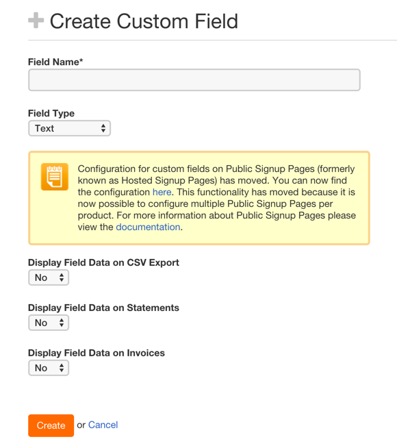 custom fields chargify