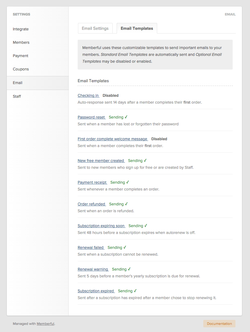 email templates memberful