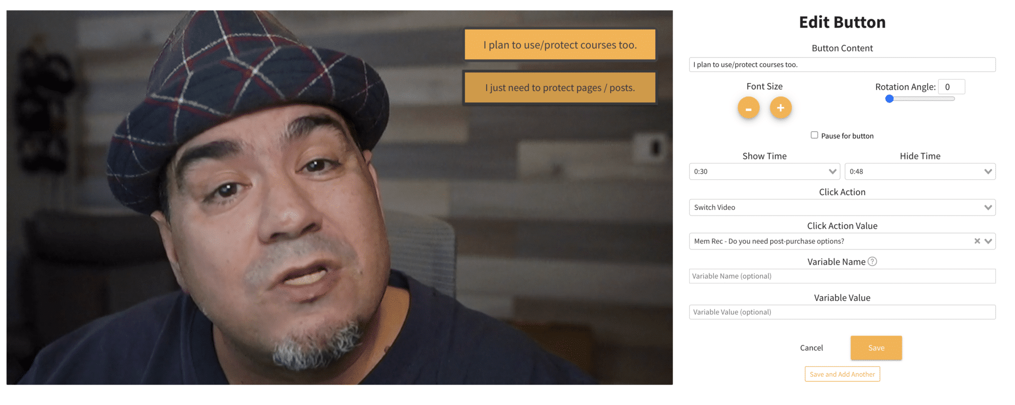 interactive video edit screen